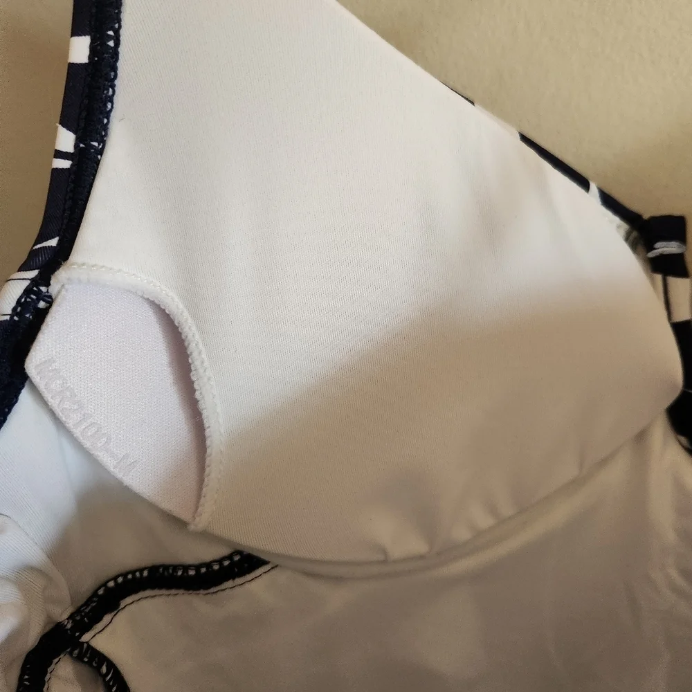 NWT Anne Cole Tankini Bakini Swim Top Tank Navy White Small S